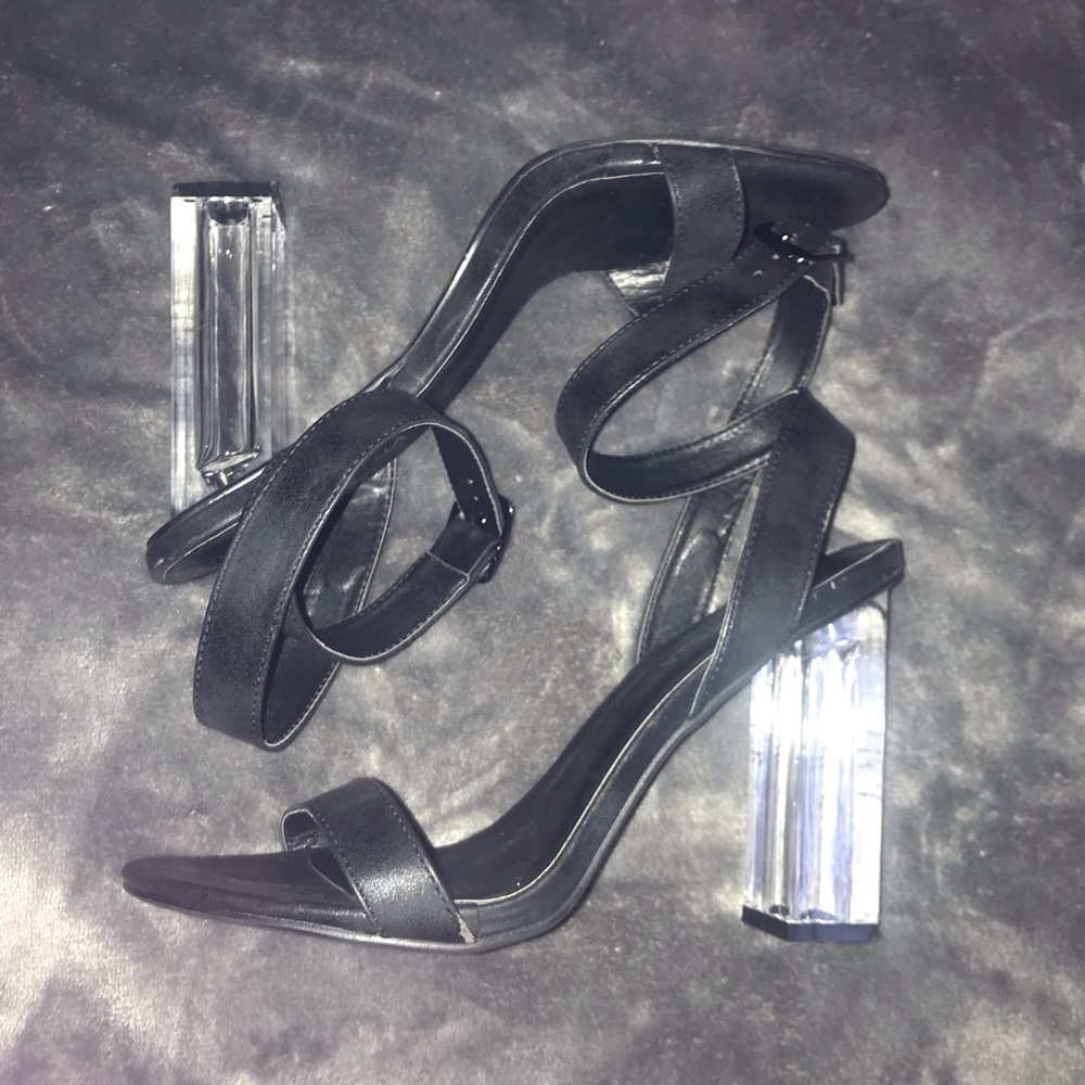 Black Clear Heel Sandals SZ 9